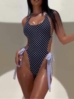 Polka Dot Side-Tie One-Piece Swimsuit - LIPS + HONEY